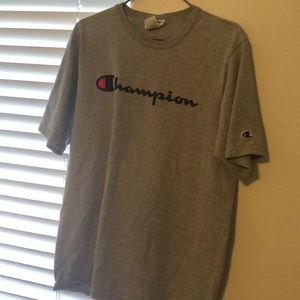 grey short sleeve authentic champion tee